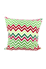 Load image into Gallery viewer, Hen House Linens chevron holiday red + green printed cloth 20&quot; x 20&quot; pillow covers
