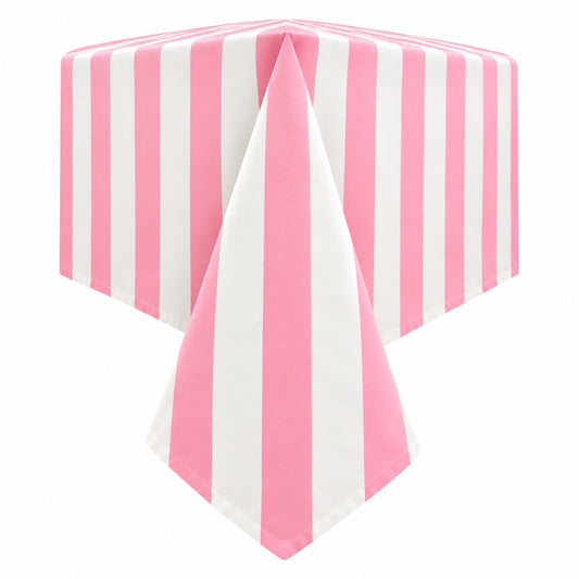 cabana stripe blush pink printed rectangle tablecloths 70" x 90"