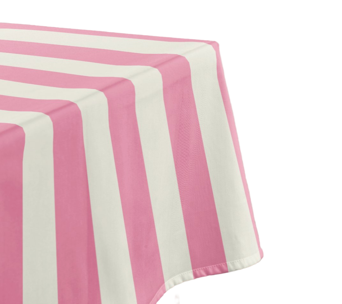 cabana stripe blush pink printed rectangle tablecloths 70" x 90"