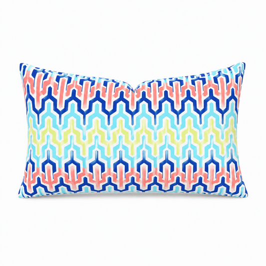 arabesque aqua blue printed cloth 12" x 20" pillow covers