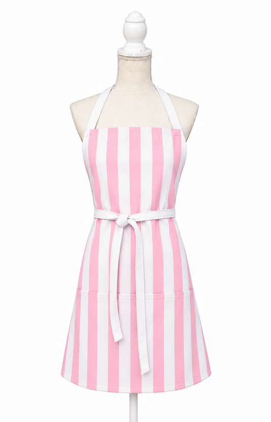 cabana stripe blush pink printed cloth cook's aprons