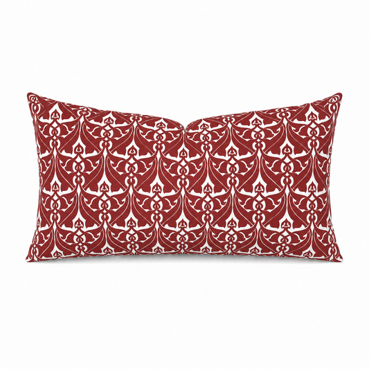 filigree claret red printed cloth 12" x 20" pillow covers