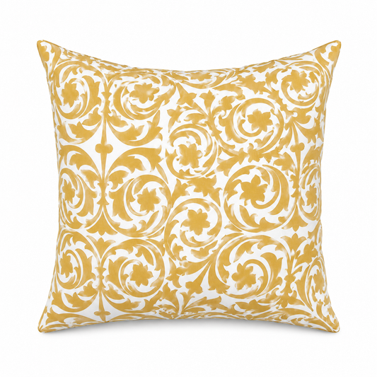 garden gate yellow ochre printed cloth 16" x 16" pillow covers