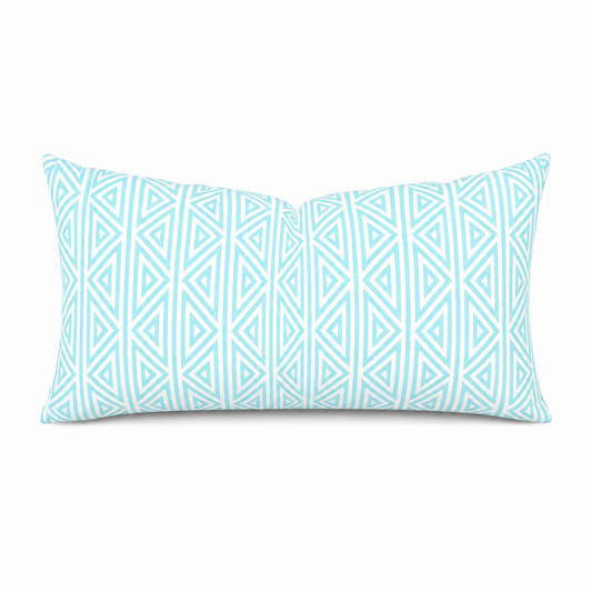 greek key aqua blue printed cloth 12" x 20" pillow covers