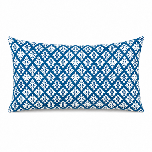 petit fleur-de-lis china blue printed cloth 12" x 20" pillow covers