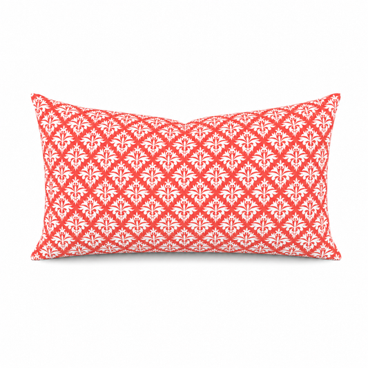 petite fleur-de-lis grenadine red printed cloth 12" x 20" pillow covers