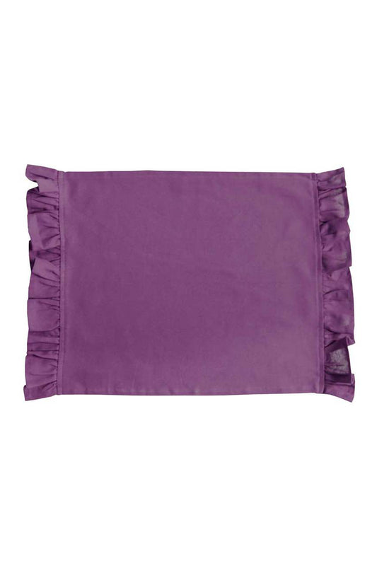 Hen House Linens aubergine purple solid ruffle cloth placemats