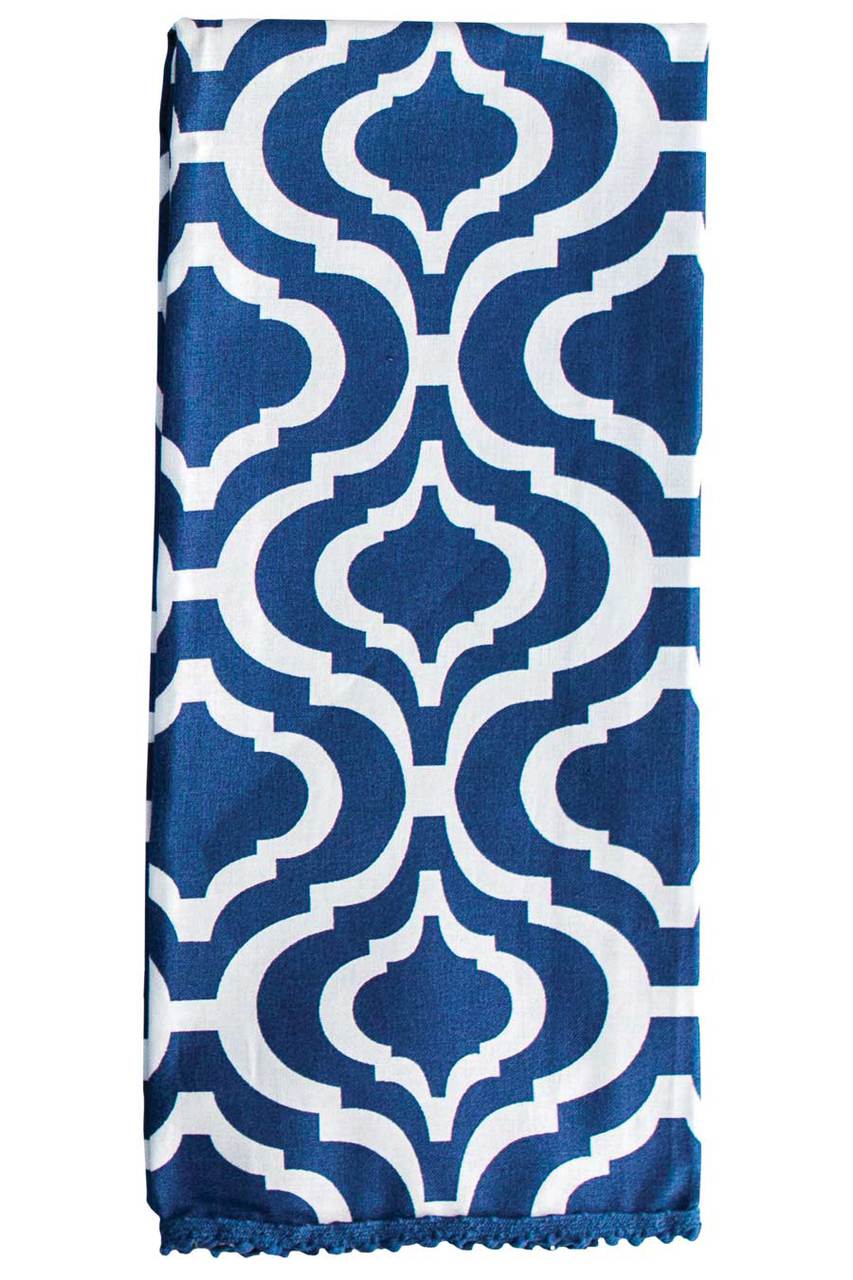 Hen House Linens bargello navy blue printed cloth guest towels
