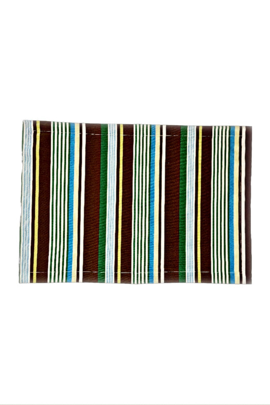 Hen House Linens bold striped chocolate printed cloth placemats