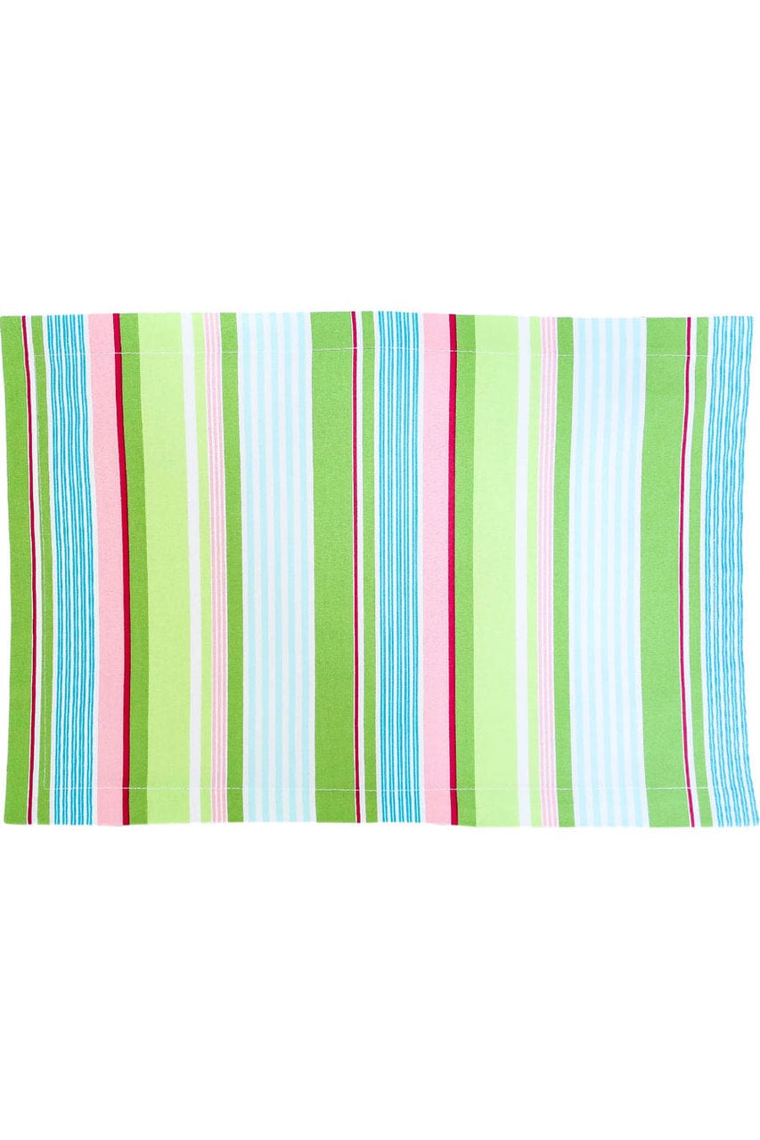 Hen House Linens bold striped grass green printed cloth placemats