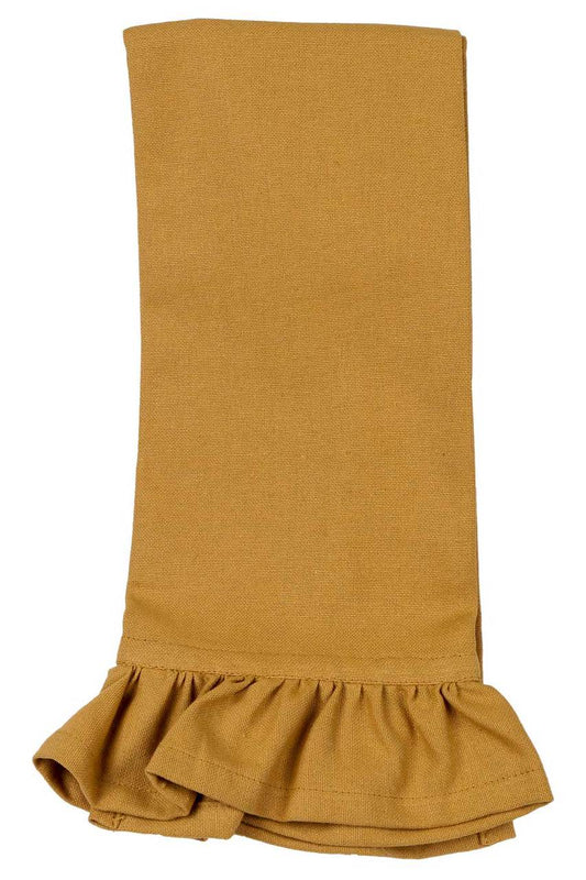 Hen House Linens camel yellow solid ruffle cloth guest towels