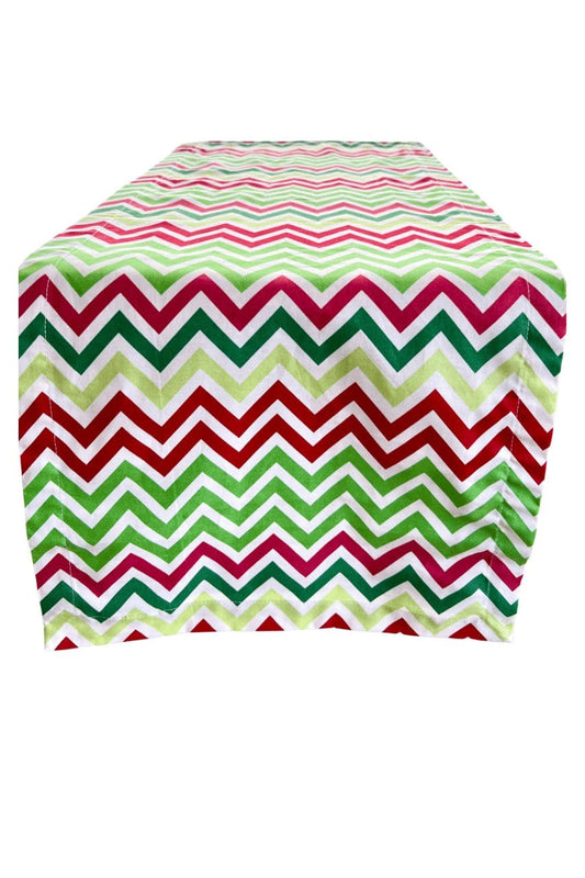 Hen House Linens chevron holiday red + green printed cloth table runners
