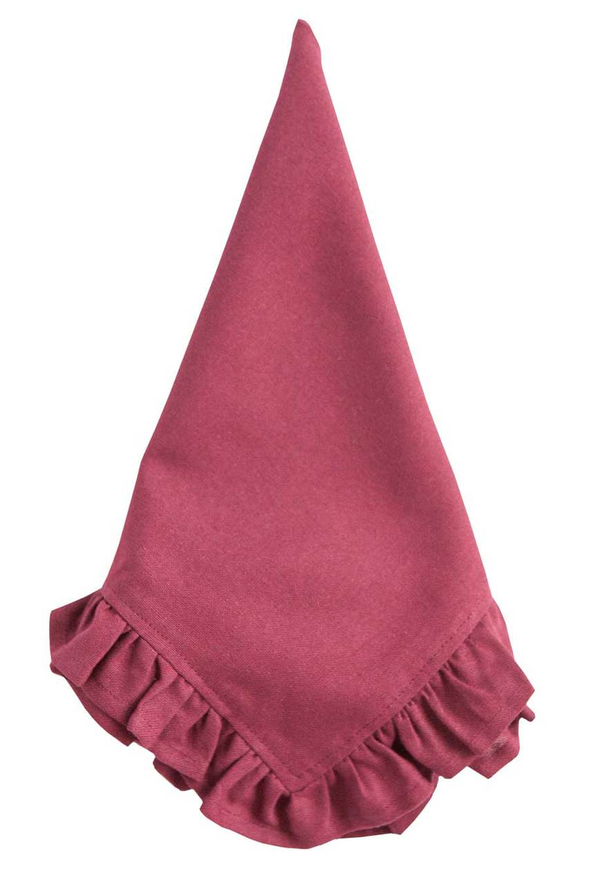 Hen House Linens claret red solid ruffle cloth dinner napkins