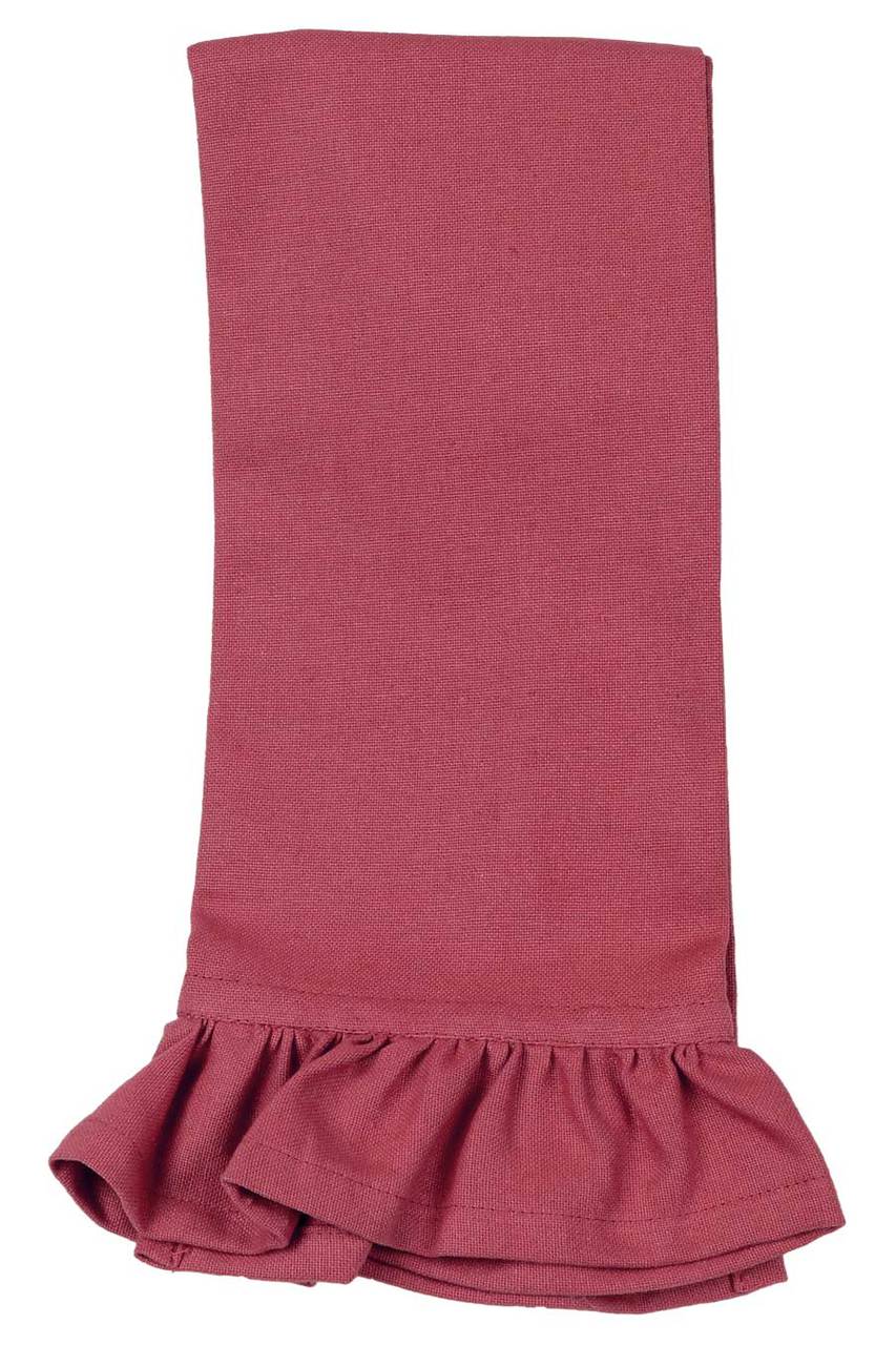 Hen House Linens claret red solid ruffle cloth guest towels
