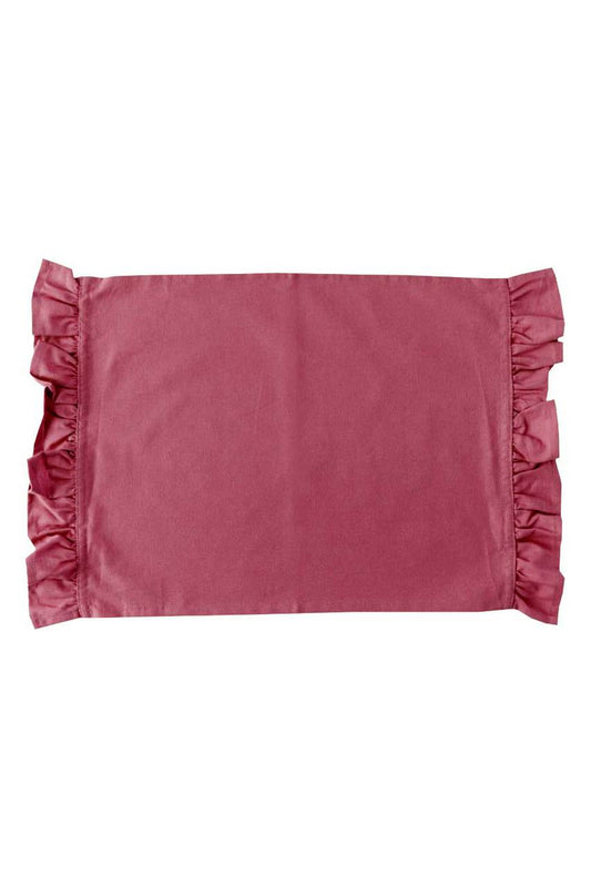 Hen House Linens claret red solid ruffle cloth placemats