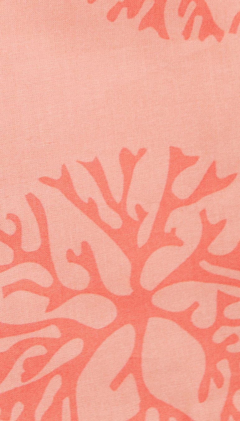 Hen House Linens coral coral pink printed 70" round tablecloths