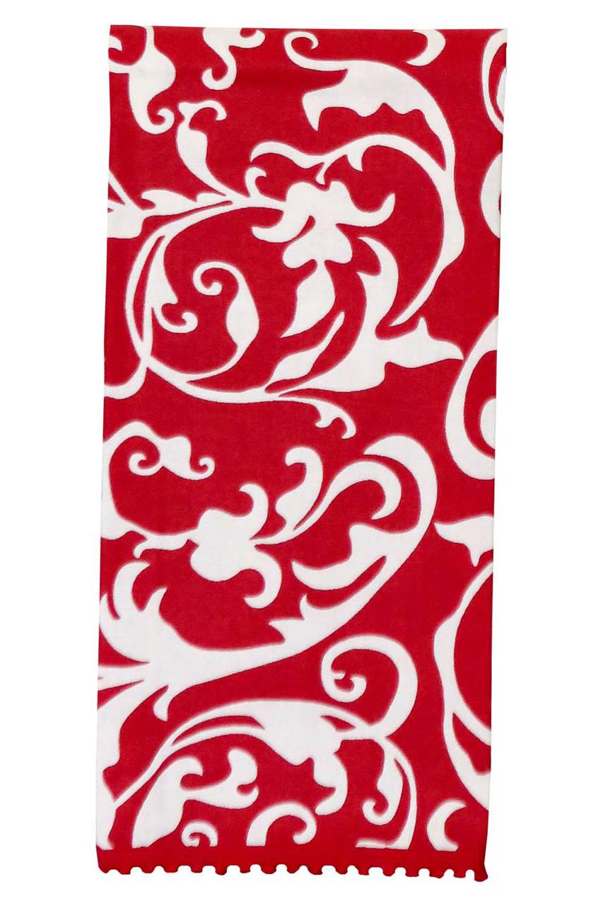 Hen House Linens devine scarlet red printed cloth guest towels