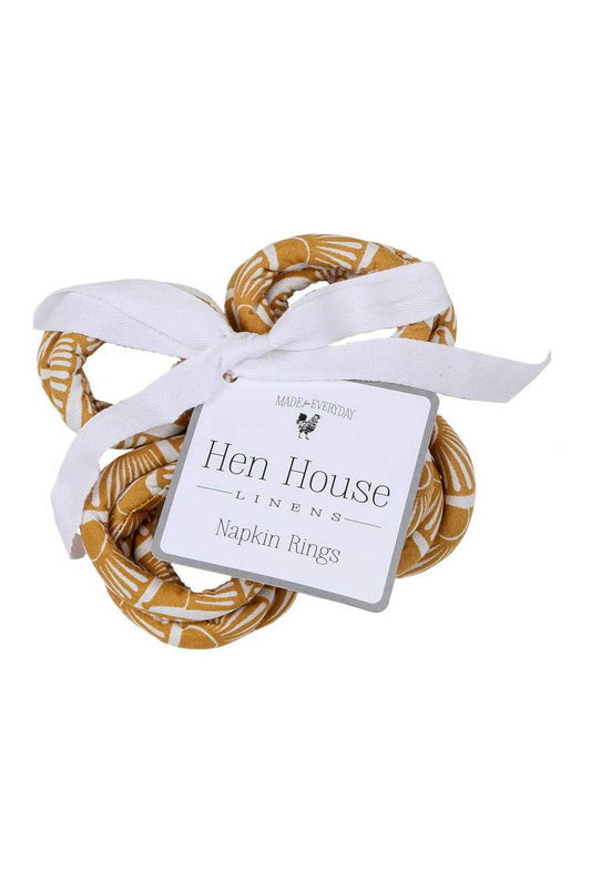 Hen House Linens fandango camel yellow printed cloth napkin rings