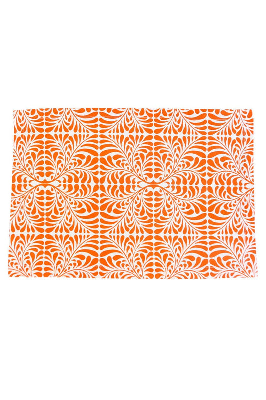 Hen House Linens fern orange printed cloth placemats