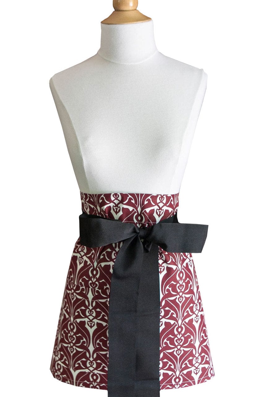 Hen House Linens filigree claret red printed cloth cocktail aprons