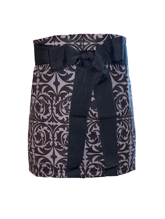 Hen House Linens garden gate licorice black printed cloth cocktail aprons
