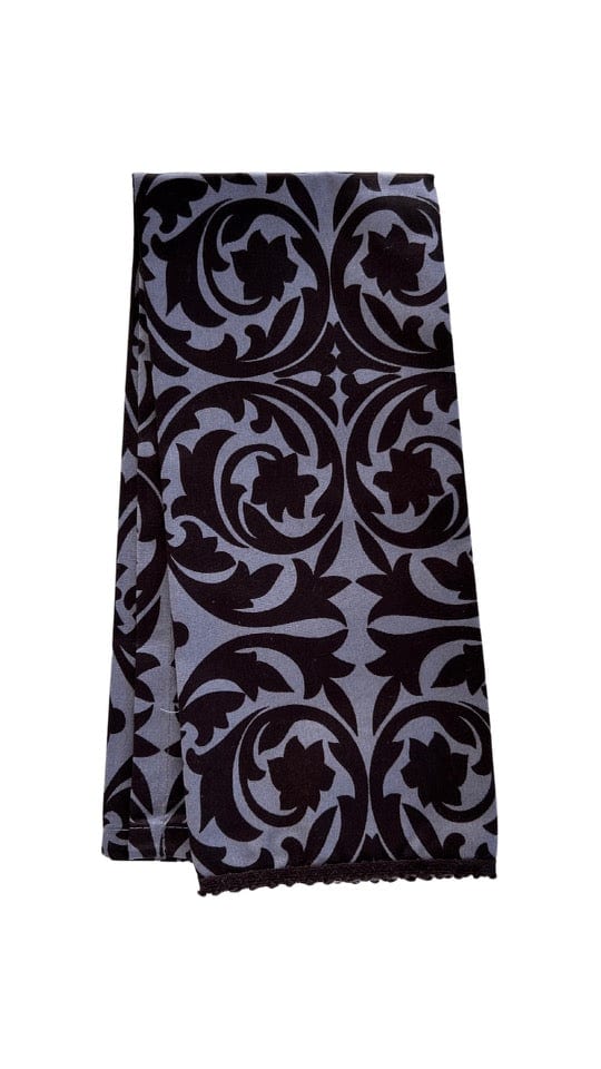 Hen House Linens garden gate licorice black printed cloth guest towels