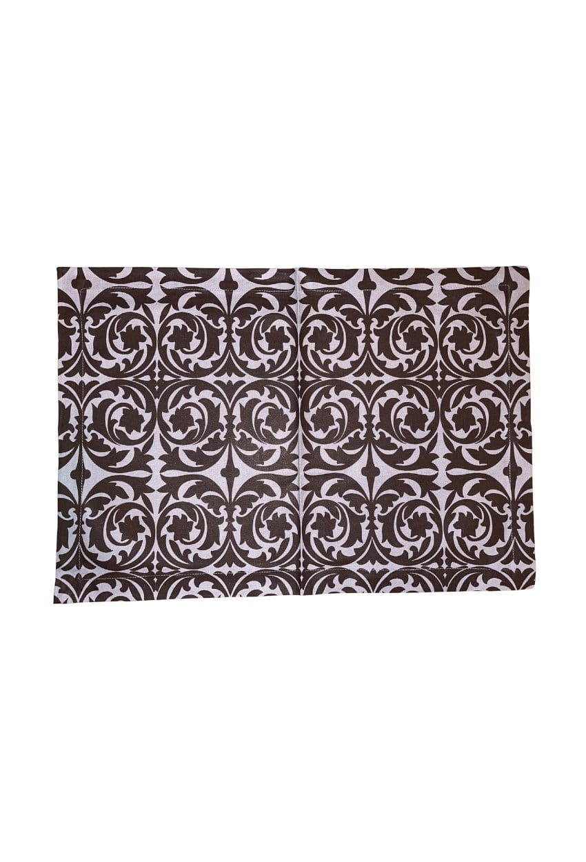 Hen House Linens garden gate licorice black printed cloth placemats