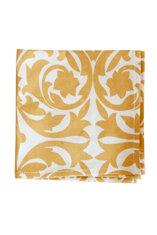 garden gate yellow ochre printed cloth cocktail napkins - Hen House Linens