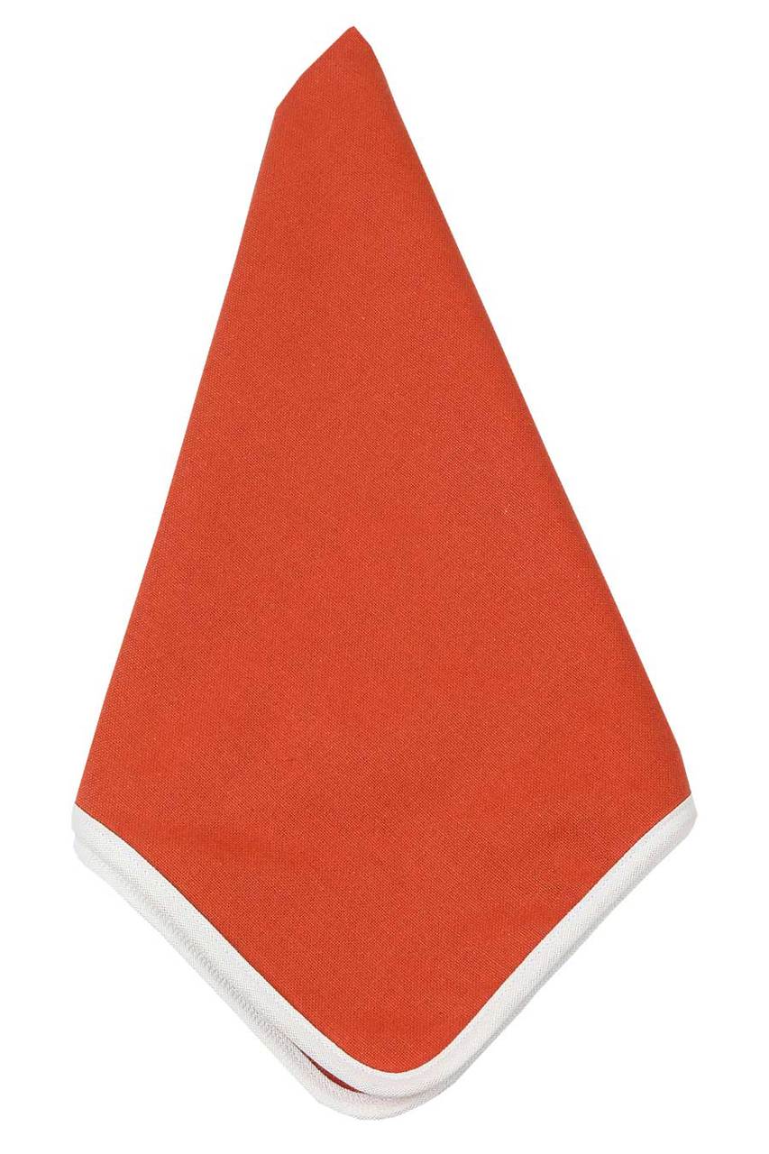 Hen House Linens ginger orange solid with white trim cloth dinner napkins