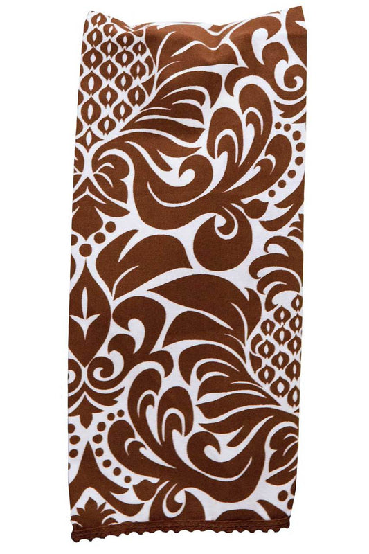 Hen House Linens gracious chocolate brown printed cloth guest towels