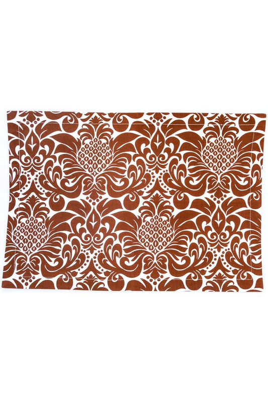 Hen House Linens gracious chocolate brown printed cloth placemats