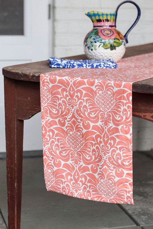 Hen House Linens gracious persimmon peach printed cloth table runners
