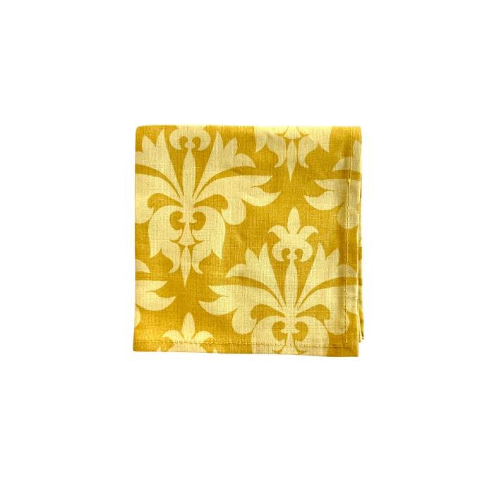 grand fleur gold printed cloth cocktail napkins - Hen House Linens