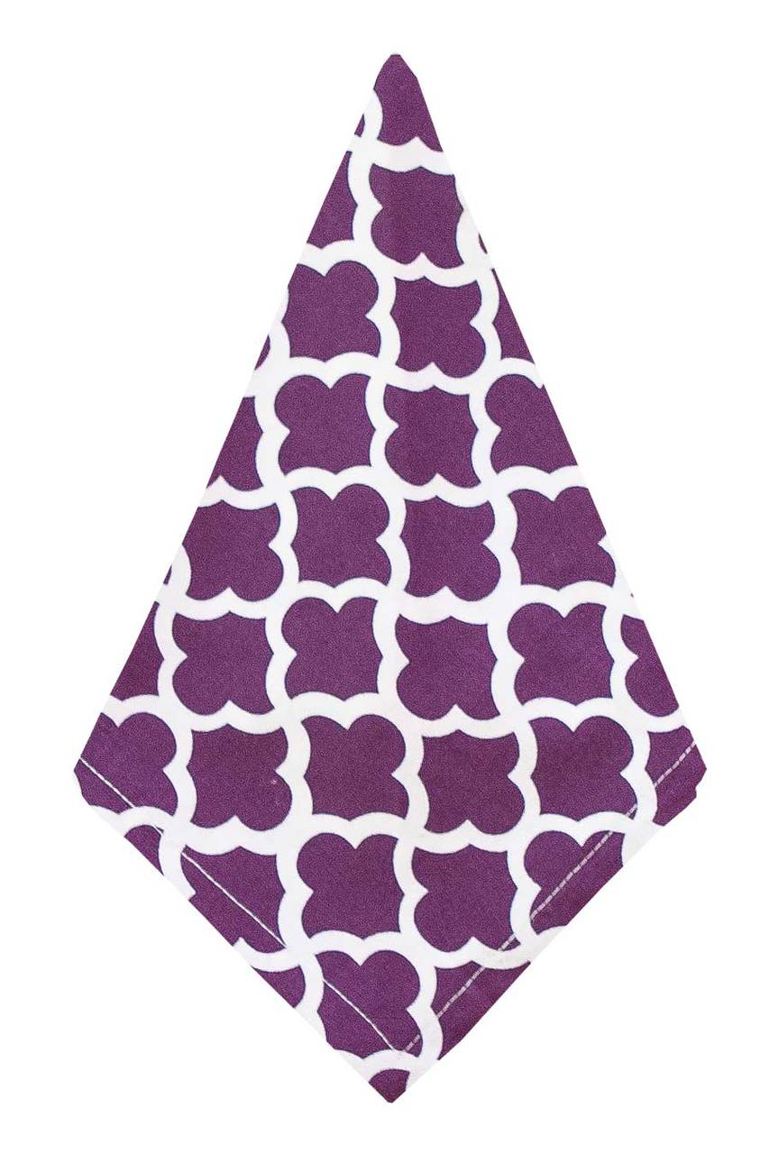Hen House Linens latticework aubergine purple printed cloth dinner napkins