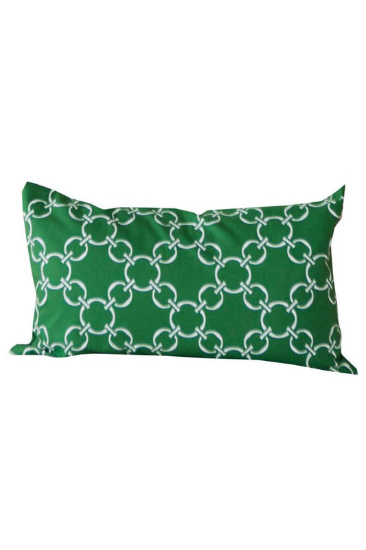Hen House Linens linked-up ivy green printed cloth 12" x 20" pillow covers