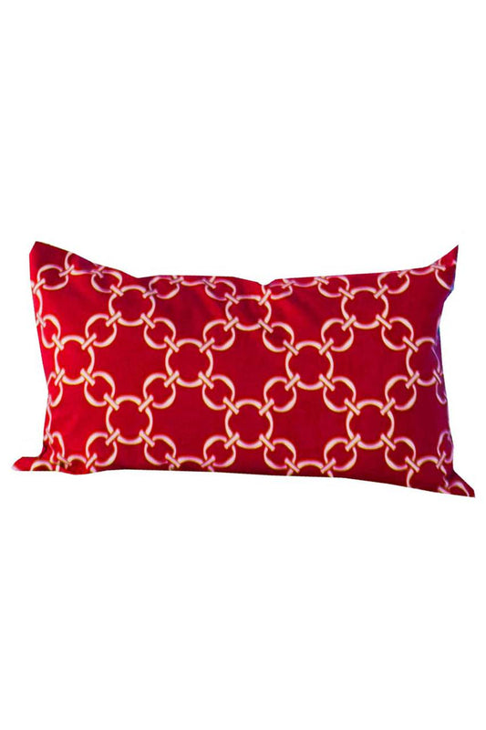 Hen House Linens linked-up scarlet red printed cloth 12" x 20" pillow covers