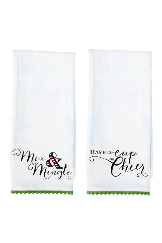 Hen House Linens mix and mingle printed christmas guest towels - set of 2