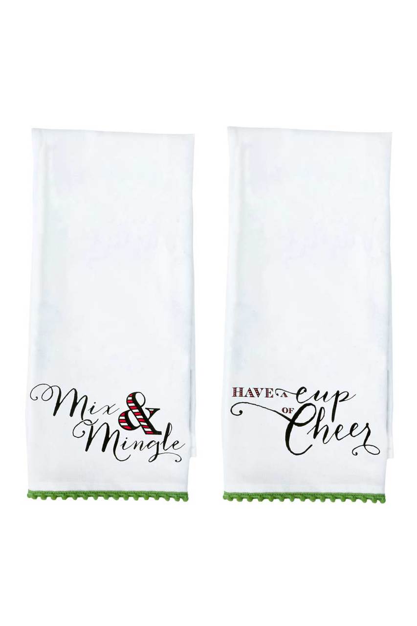 Hen House Linens mix and mingle printed christmas guest towels - set of 2