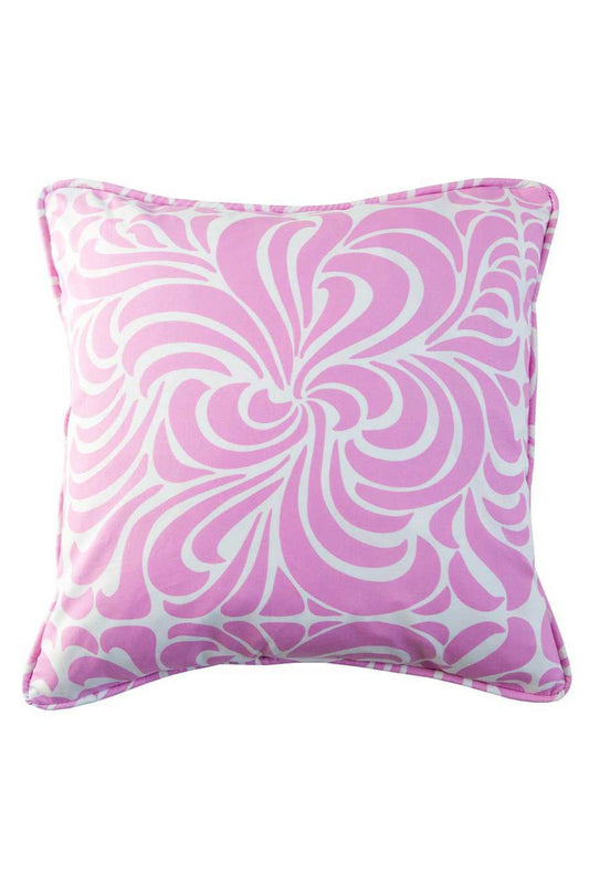 Hen House Linens nouveau orchid pink printed cloth 16" x 16" piped pillow covers