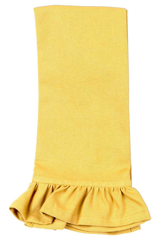 Hen House Linens ochre yellow solid ruffle cloth guest towels