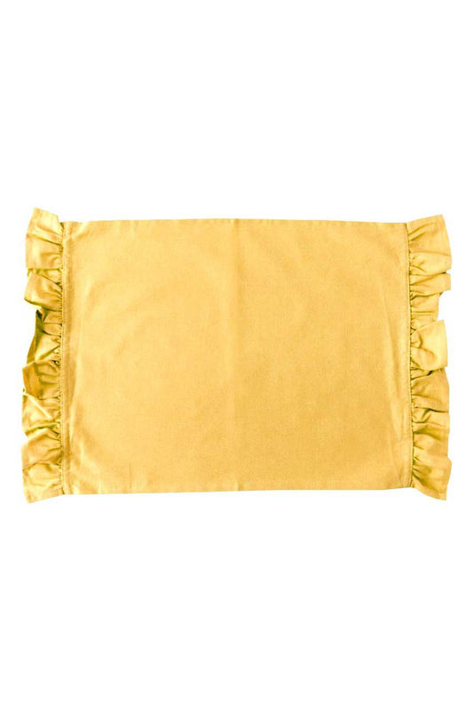 Hen House Linens ochre yellow solid ruffle cloth placemats