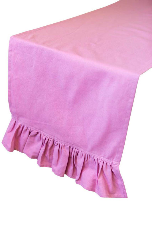 Hen House Linens orchid pink lavender solid ruffle cloth table runners