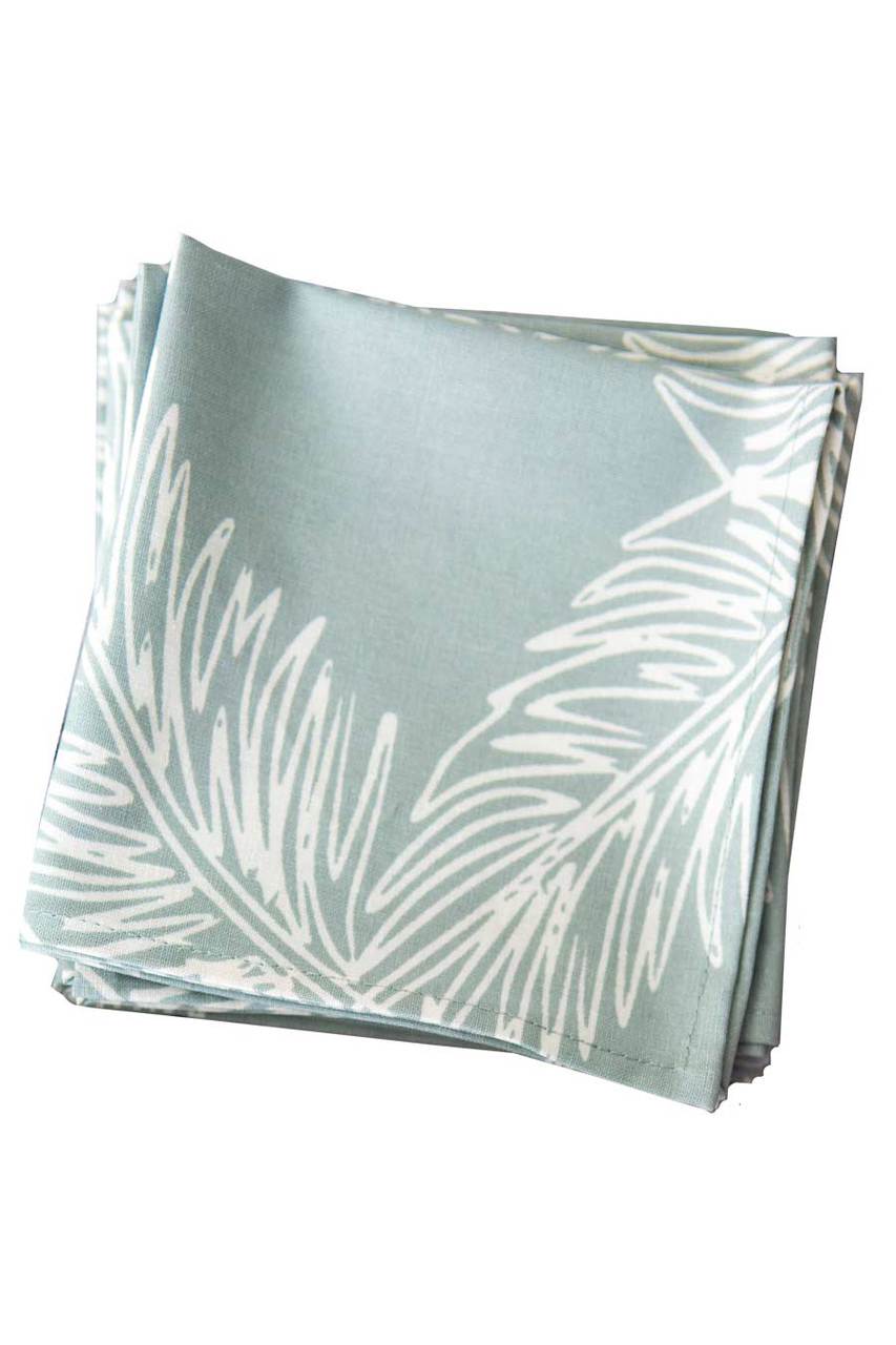 Hen House Linens palm mineral gray printed cloth cocktail napkins