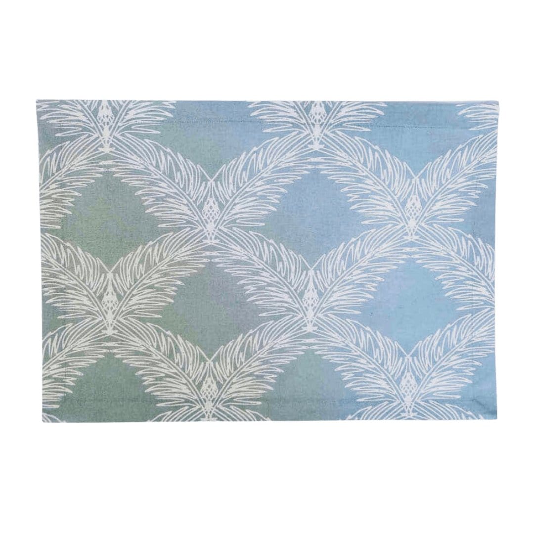 Hen House Linens palm mineral gray printed cloth placemats