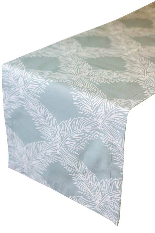 Hen House Linens palm mineral gray printed cloth table runners