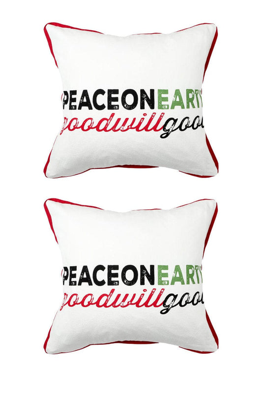 Hen House Linens peace christmas printed cloth 16" x 16" pillow covers