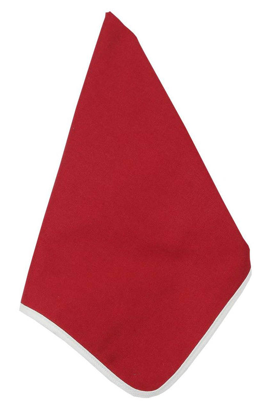 Hen House Linens scarlet red solid with white trim cloth dinner napkins