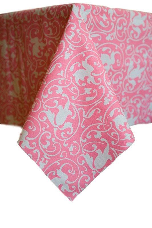 Hen House Linens scrolling pink printed 70" round tablecloths