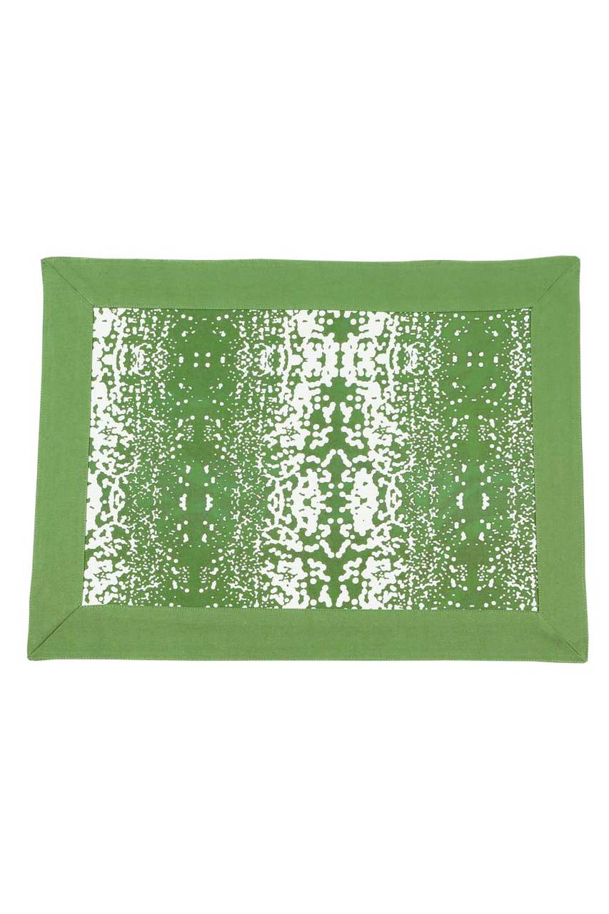 Hen House Linens snowfall peridot green reversible cloth placemat