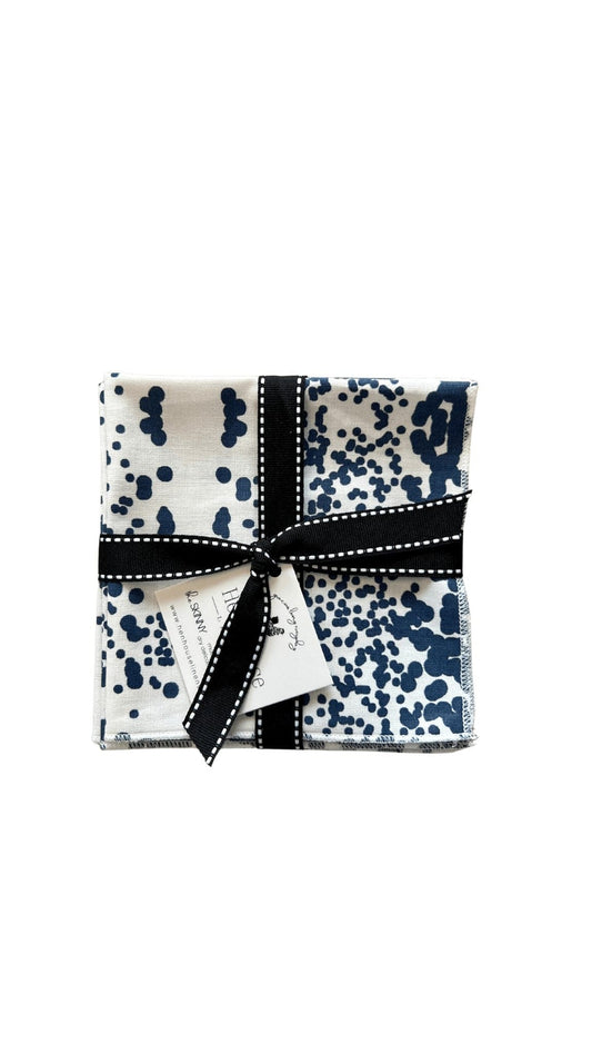 Hen House Linens stardust indigo blue printed cloth cocktail napkins